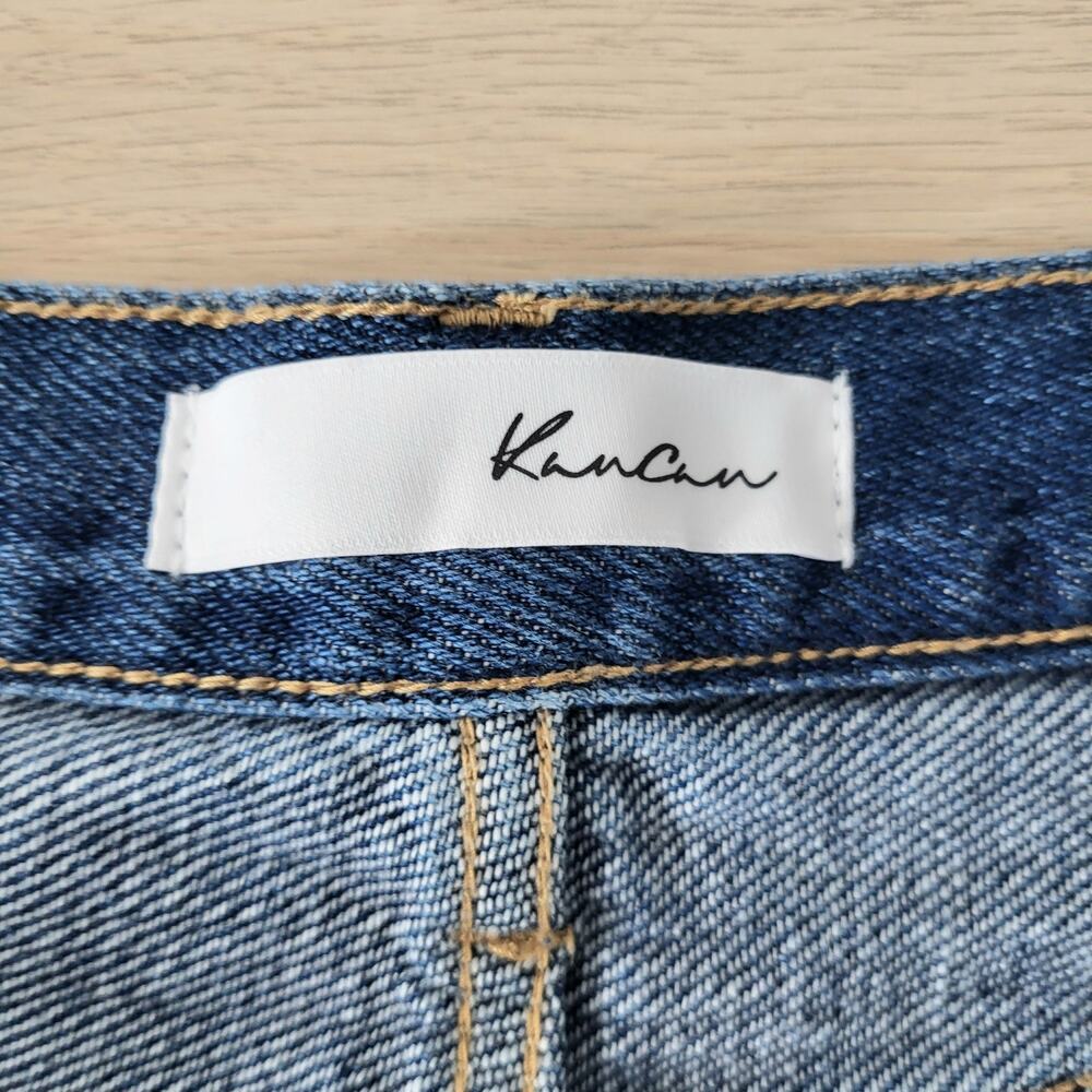 Kancan Medora High Rise 90s Slit Raw Hem Straight Leg Jeans Medium Wash 13 30 - Picture 10 of 13